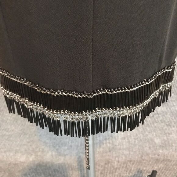 Divina Pele Elegant Black Sheer Illusion Cocktail Dress Size Small Beaded Hem - Picture 8 of 11